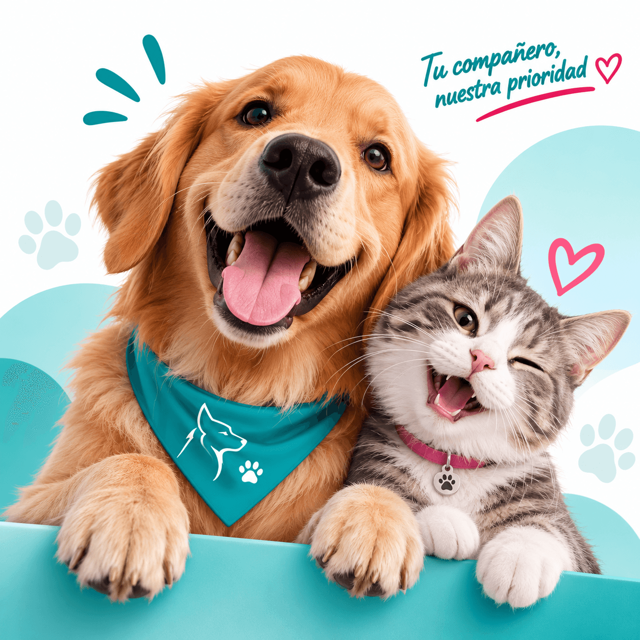 Perro y gato felices, pacientes de Oshipaw